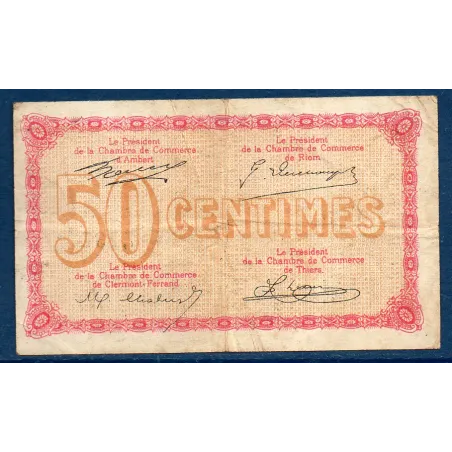 Puy-de-Dôme 50 centimes, TB, ND Pirot 103.1 Billet de la chambre de commerce