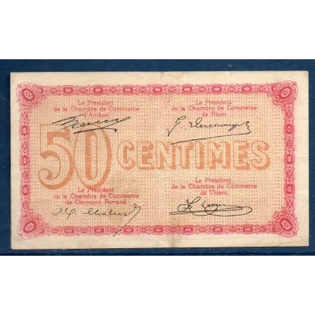 Puy-de-Dôme 50 centimes, TB, ND Pirot 103.1 Billet de la chambre de commerce