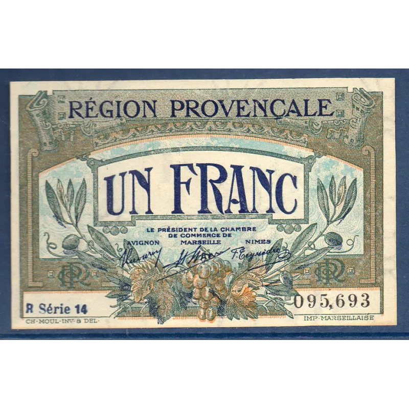 Région Provençale 1 franc, Neuf, ND Pirot 102.12 Billet de la chambre de commerce Région Provençale 1 franc, Neuf, ND Pirot 102.12 Billet de la chambre de commerce