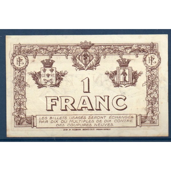 Perpignan 1 franc, Spl, 31.5.1917 Pirot 100.23 Billet de la chambre de commerce