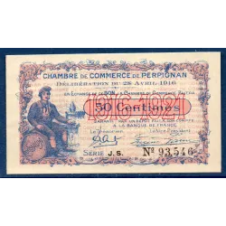 Perpignan 50 centimes, Spl, 28.4.1916 Pirot 100.14 Billet de la chambre de commerce