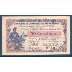 Perpignan 50 centimes, Spl, 11.11.1915 Pirot 100.9 Billet de la chambre de commerce