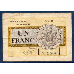 Péronne 1 franc, TB-, 18.10.1921 Pirot 99.4 Billet de la chambre de commerce