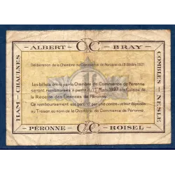 Péronne 1 franc, TB-, 18.10.1921 Pirot 99.4 Billet de la chambre de commerce