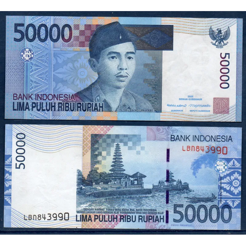Indonésie P.145b, TTB Billet de 50000 Rupiah 2006 Gusti Ngurah Rai Indonésie P.145b, TTB Billet de 50000 Rupiah 2006 Gusti Ngurah Rai