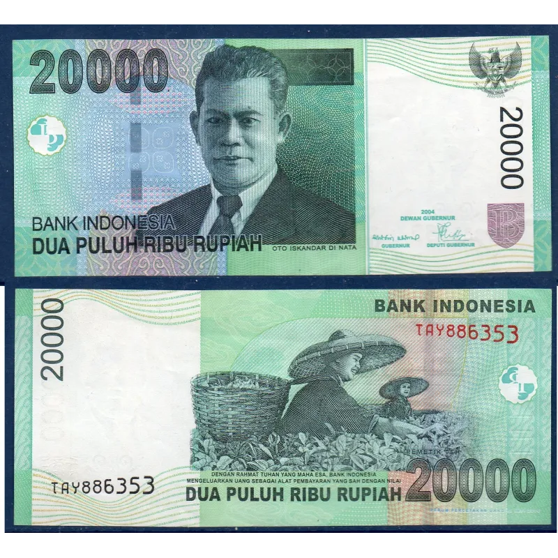Indonésie P.144c, TTB Billet de 20000 Rupiah 2006 Oto Iskandar di Nata Indonésie P.144c, TTB Billet de 20000 Rupiah 2006 Oto Iskandar di Nata