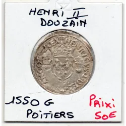 Douzain aux croissants Henri II  (1550 G) Poitiers pièce de monnaie royale