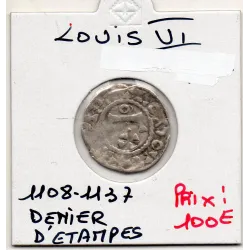 Denier d'Etampes Louis VI (1108-1137) pièce de monnaie royale