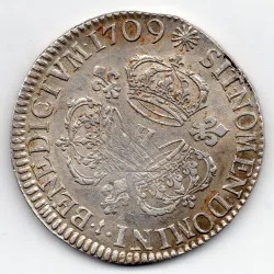 Ecu aux 3 couronnes 1709 H La Rochelle TTB Louis XIV pièce de monnaie royale
