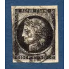 Timbre France Yvert No 3 Type Cérès 20c Noir sur jaune cachet à date