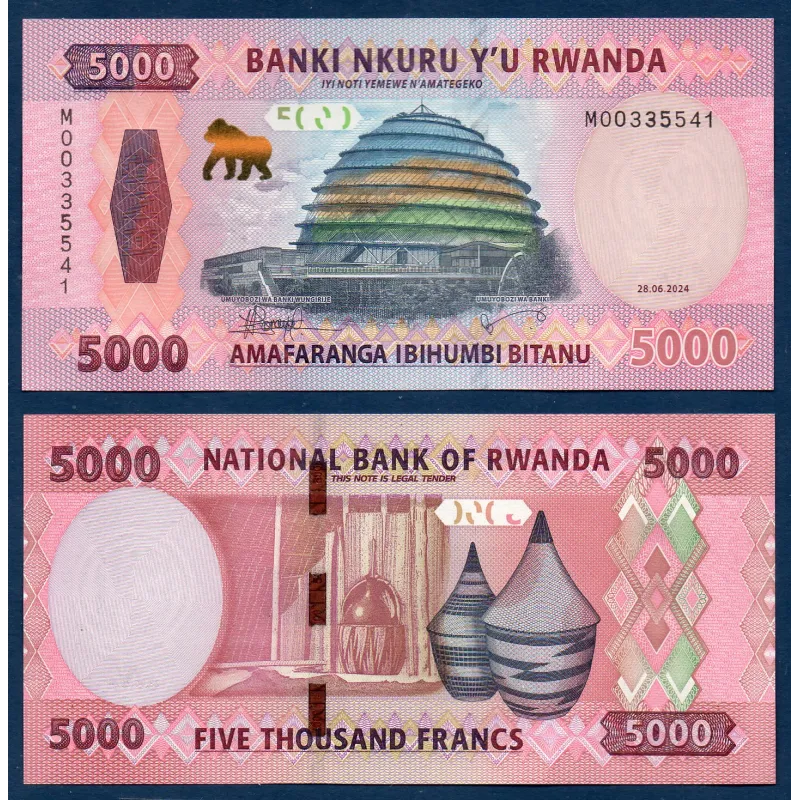 Rwanda P.41, Neuf, Billet de 5000 Francs 2024 Convention Kigali Rwanda P.41, Neuf, Billet de 5000 Francs 2024 Convention Kigali