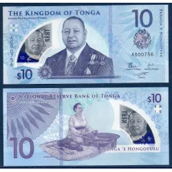 Tonga P.52, Neuf Billet de 10 Pa'anga 2023 Tupou VI