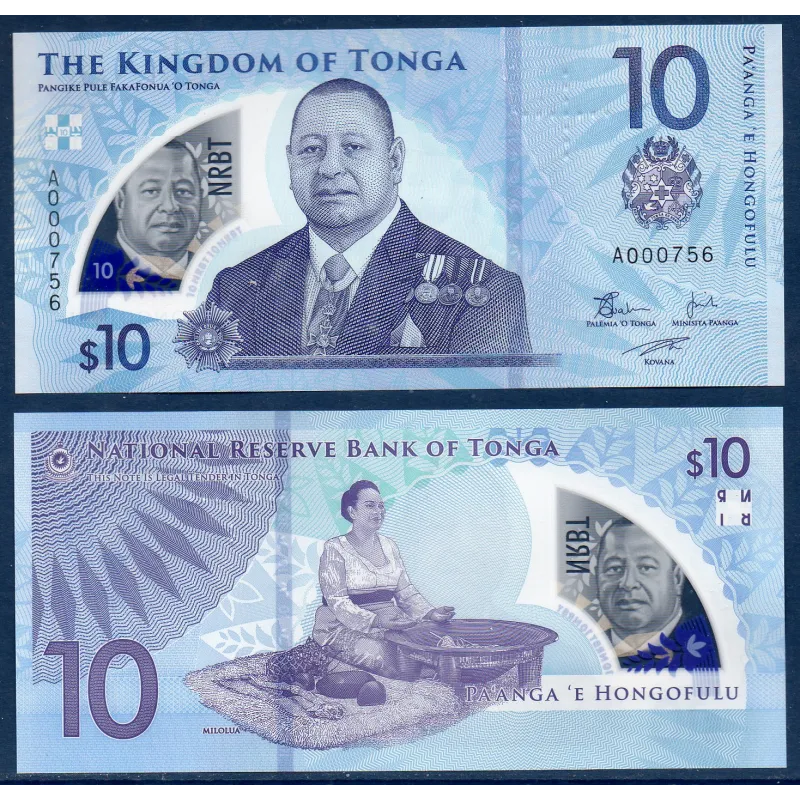 Tonga P.52, Neuf Billet de 10 Pa'anga 2023 Tupou VI Tonga P.52, Neuf Billet de 10 Pa'anga 2023 Tupou VI