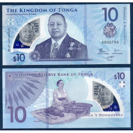 Tonga P.52, Neuf Billet de 10 Pa'anga 2023 Tupou VI