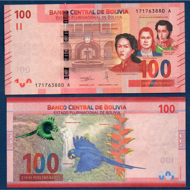 Bolivie P.251, neuf Billet de 100 bolivianos L.1986 Padilla Calatayud Sucre Bolivie P.251, neuf Billet de 100 bolivianos L.1986 Padilla Calatayud Sucre