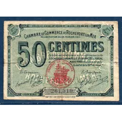 Rochefort-sur-Mer 50 centimes, TB, 25.2.1920 Pirot 107.17 Billet de la chambre de commerce