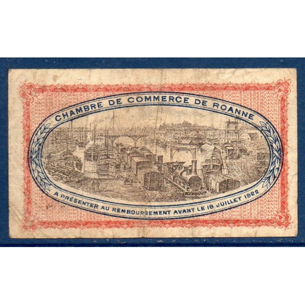 Roanne 1 franc, TB, 18.7.1917 Pirot 106.12 Billet de la chambre de commerce