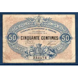 Roanne 50 centimes, TB, 4.10.1915 Pirot 106.7 Billet de la chambre de commerce
