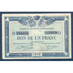 Quimper et Brest 1 franc, TTB, 1918 Pirot 104.11 Billet de la chambre de commerce