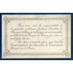 Quimper et Brest 50 centimes, TTB, 1921 Pirot 104.19 Billet de la chambre de commerce