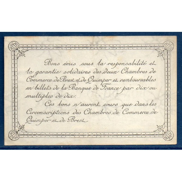 Quimper et Brest 50 centimes, TTB, 1921 Pirot 104.19 Billet de la chambre de commerce