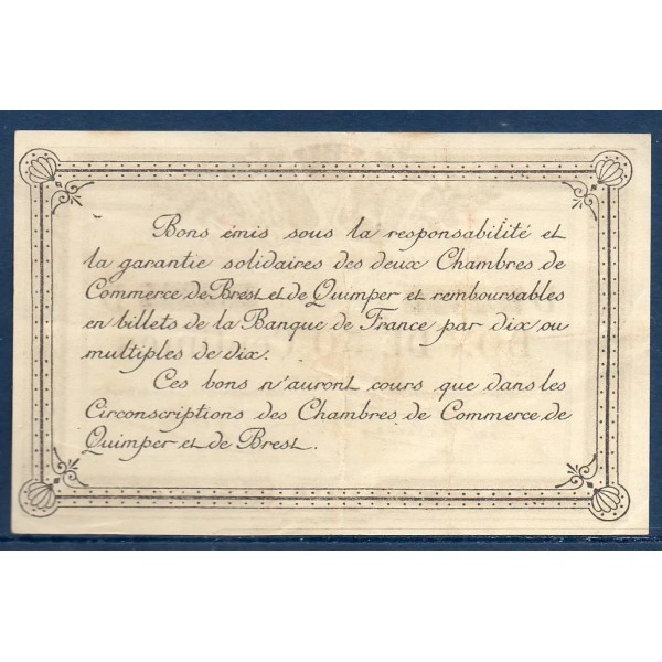 Quimper et Brest 50 centimes, TTB, 1918 Pirot 104.10 Billet de la chambre de commerce