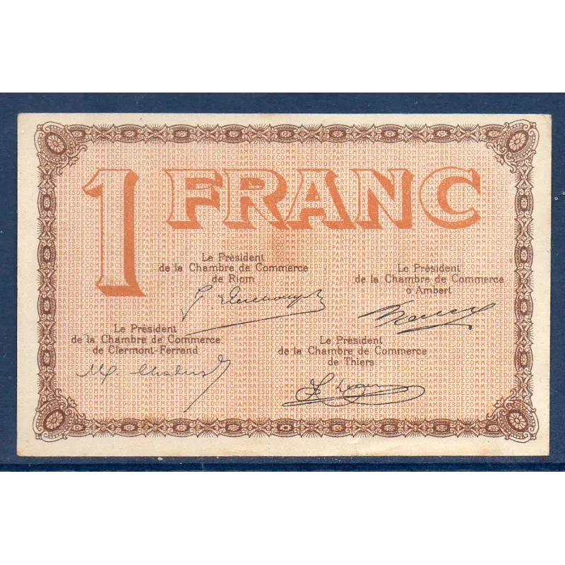 Puy-de-Dôme 1 franc, Sup, ND Pirot 103.24 Billet de la chambre de commerce Puy-de-Dôme 1 franc, Sup, ND Pirot 103.24 Billet de la chambre de commerce
