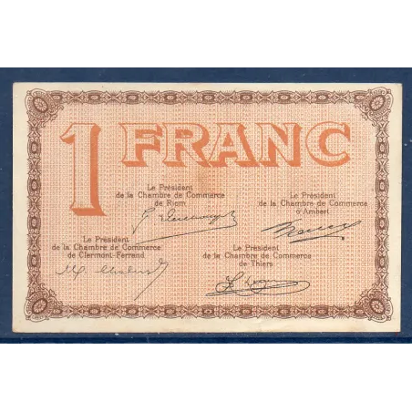 Puy-de-Dôme 1 franc, Sup, ND Pirot 103.24 Billet de la chambre de commerce