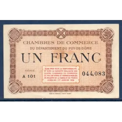 Puy-de-Dôme 1 franc, Sup, ND Pirot 103.24 Billet de la chambre de commerce