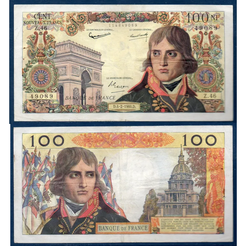 100 Nouveaux Francs Bonaparte, TTB-, 4.2.1960 Billet de la banque de France 100 Nouveaux Francs Bonaparte, TTB-, 4.2.1960 Billet de la banque de France