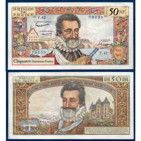 50 Nouveaux Francs Henri IV, TTB+, 5.11.1959 Billet de la banque de France