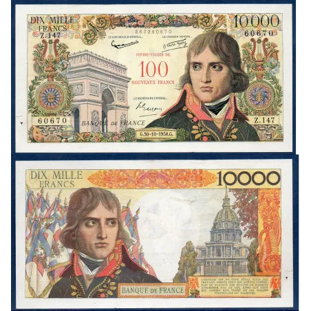 100 Nouveaux francs / 10000 Francs Bonaparte, TTB, 30.10.1958 Billet de la banque de France