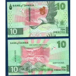 Zambie P.62, Neuf, Billet de 10 Kwacha 2024 Barrage Kariba