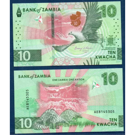 Zambie P.62, Neuf, Billet de 10 Kwacha 2024 Barrage Kariba