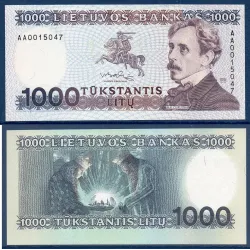 Lituanie P.52a, Neuf Billet de 1000 Litu 1991 Mikalojus Konstantinas Ciurlionis