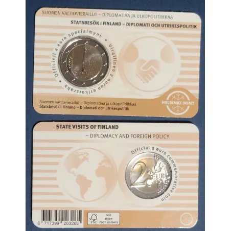 2 euro commémorative Finlande 2025 Coin card Visites d'État pièce de monnaie €