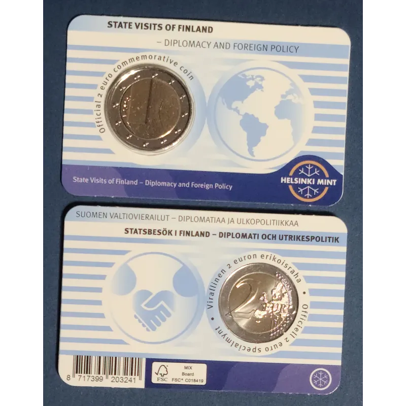 2 euro commémorative Finlande 2025 Coin Card Visites d'État pièce de monnaie € 2 euro commémorative Finlande 2025 Coin Card Visites d'État pièce de monnaie €