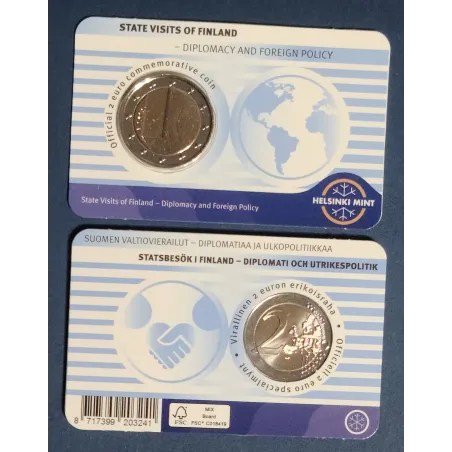2 euro commémorative Finlande 2025 Coin Card Visites d'État pièce de monnaie €