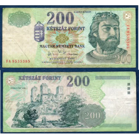 Hongrie P.187d, TB Billet de 200 Forint 2004 Roi Robert