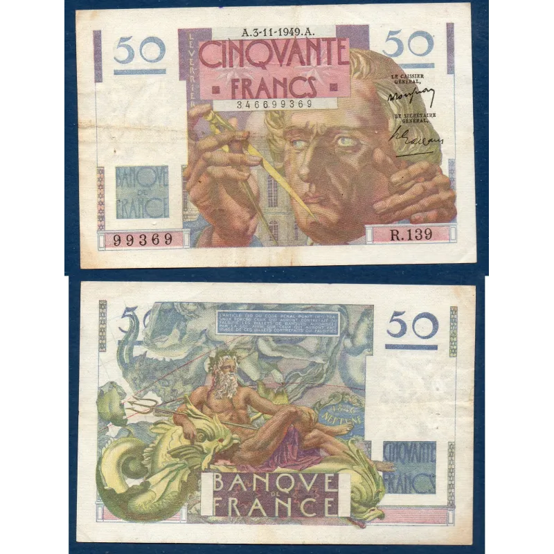 50F Le Verrier, TB, 3.11.1949 Billet de la banque de France 50F Le Verrier, TB, 3.11.1949 Billet de la banque de France