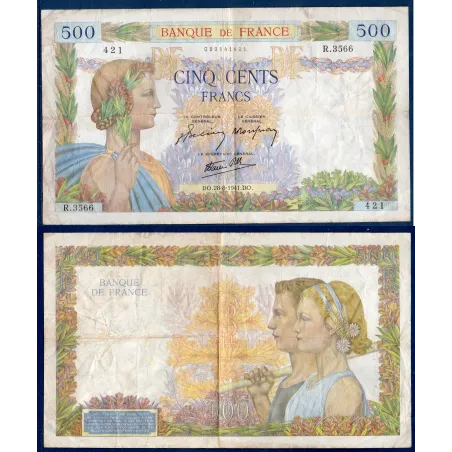 500 Francs La Paix, TB, 28.8.1941 Billet de la banque de France