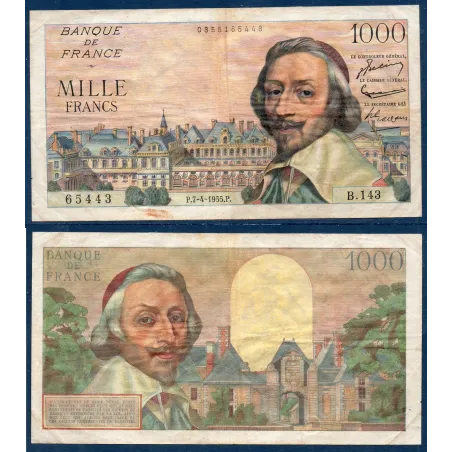 1000 Francs Richelieu, TB, 7.4.1955 Billet de la banque de France
