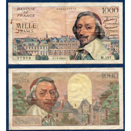 1000 Francs Richelieu, B, 1.9.1955 Billet de la banque de France