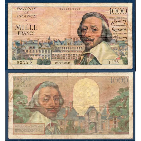 1000 Francs Richelieu, B, 1.9.1955 Billet de la banque de France
