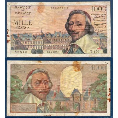 1000 Francs Richelieu, B, 5.4.1956 Billet de la banque de France