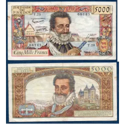 5000 Francs Henri IV, TTB-, 3.10.1957 Billet de la banque de France