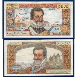5000 Francs Henri IV, TTB, 3.10.1957 Billet de la banque de France