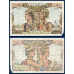 5000 Francs Terre et Mer, TTB- coupé, 5.4.1951 Billet de la banque de France
