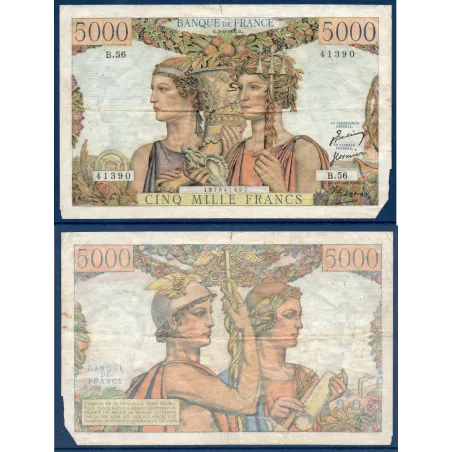 5000 Francs Terre et Mer, TTB- coupé, 5.4.1951 Billet de la banque de France