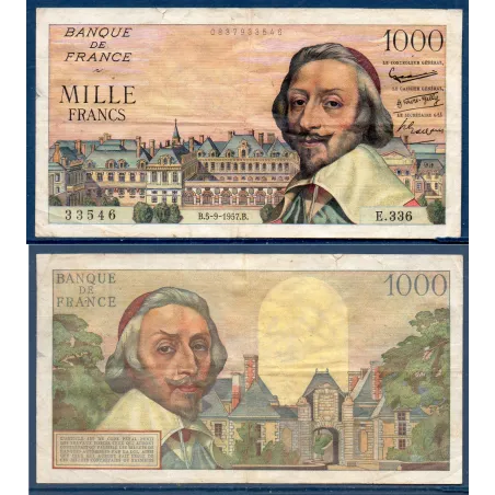 1000 Francs Richelieu, TB, 5.9.1957 Billet de la banque de France